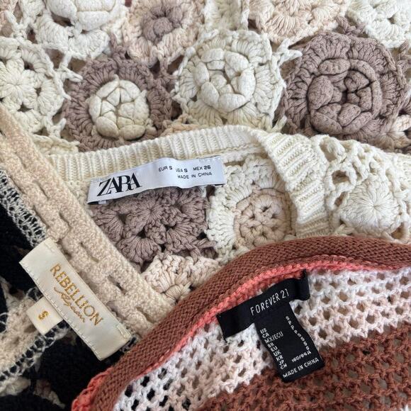 3 PC. VINTAGE CROCHET KNIT SWEATERS Y2K BUNDLE‎ SMALL - Picture 5 of 5